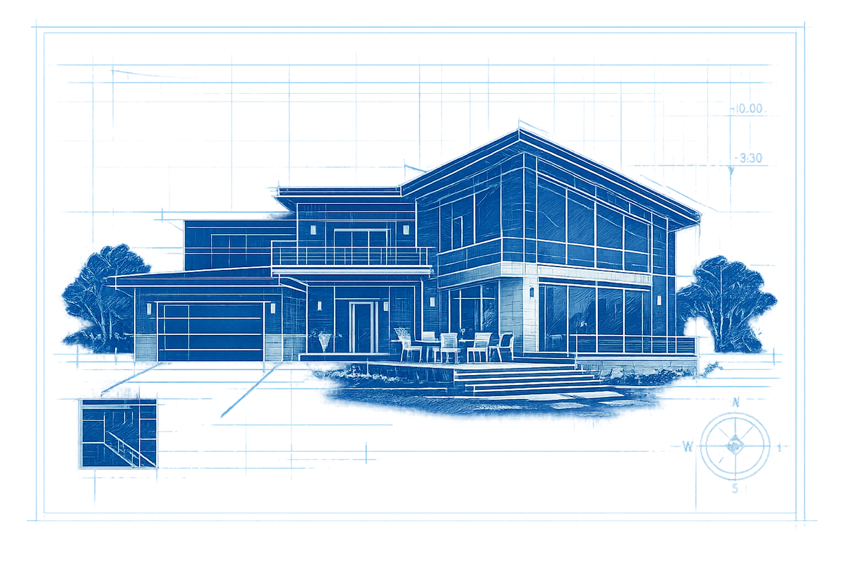 Architectural blueprint of a modern home